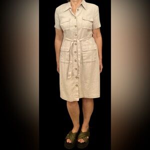 78% Hemp Button-Up Shirt Dress Size M retro sporty minimalist sustainable summer